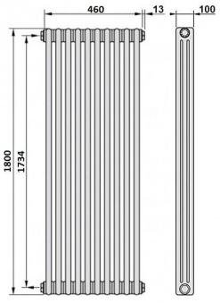 Радиатор Zehnder 3180 10 секций боковое подключение
