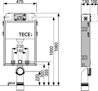 TECEbox Застенный модуль для подвесного унитаза, 9370000