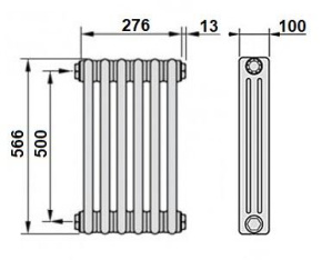 Радиатор Zehnder 3057 6 секций TL боковое подключение