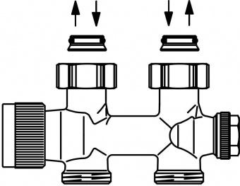 1184013, Присоединительная арматура Oventrop Multiblock T, 3/4"НГ x 3/4"НР, проходной