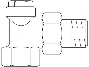 1164554, Вентиль на обратную подводку Oventrop серии Combi C, угловой хромированный