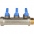 STOUT Коллектор с шаровыми кранами 3/4", 3 отвода 1/2" (синие ручки) - SMB-6201-341203