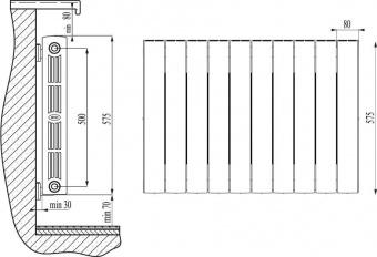 Биметалический радиатор Rifar Supremo Ventil 500 - 10 секций НП (правый)