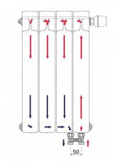 Биметаллический радиатор Rifar Monolit 350 10 секций, НП, левое, MVL
