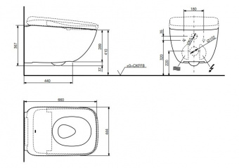 Унитаз, TOTO, NEOREST® WX1, подвесной, шгв 444*660*367, CEFIONTECT, цвет-белый