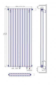 Стальной трубчатый радиатор КЗТО Соло В 2-1750 12 секций нижнее подключение цвет черный матовый