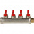 STOUT Коллектор с шаровыми кранами 3/4", 4 отвода 1/2" (красные ручки) - SMB-6200-341204