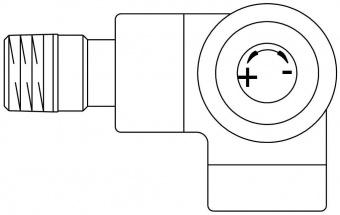 1163453, Термостатический вентиль Oventrop cерия E Ду15, 1/2", PN10, угловое трехосевое правое присоединение, хромированный