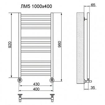 Водяной полотенцесушитель Ника MODERN ЛМ-5 100/40 с вентилями (комплект люкс)