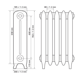 Чугунный  радиатор Радимакс Windsbold 600 (1 секция)
