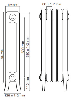 Чугунный радиатор Радимакс Loft 600 (1 секция)