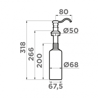 Дозатор для жидкого мыла, OMOIKIRI, OM-01, шгв 68*114*318, цвет дозатора-античная латунь