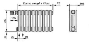 Радиатор Arbonia 3030 №69ТВВ 10 секций с нижним подключением