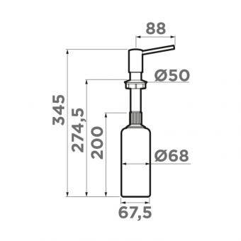Дозатор для жидкого мыла, OMOIKIRI, OM-02, шгв 68*122*345, цвет дозатора-вороненая сталь
