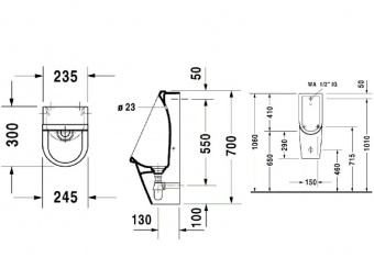 Писсуар, Duravit, Starck 3, шгв 300*245*700, цвет-белый