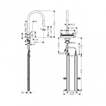 Смеситель для кухни, Hansgrohe, Aquno Select M81, цвет-под сталь