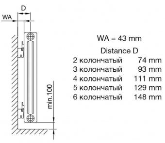 Комплект настенного крепежа Zehnder 4 x BH+CVD 1 (25-30 мм), белый, Ral 9016 (774411)