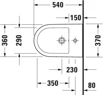 Биде, Duravit, D-Neo, подвесной, шгв 370*540*270, цвет-белый