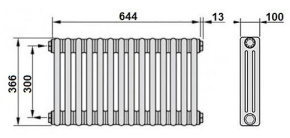 Радиатор Zehnder 3037 14 секций с боковым подключением