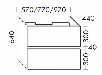Тумба под раковину, Burg, Rocio, шгв 970*440*640, цвет-белый матовый