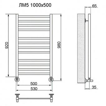 Водяной полотенцесушитель Ника MODERN ЛМ-5 100/50 RAL9016 белый матовый с вентилями (комплект люкс)