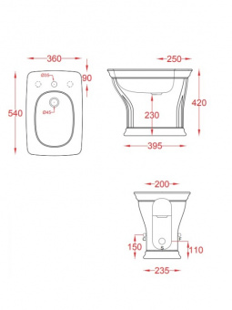 Биде, Artceram, Civitas, напольный, шгв 360*540*420, цвет-белый глянцевый