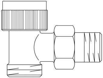 1181097, Термостатический вентиль Oventrop серии A, DN 15, PN 10, угловой, G ¾ НР x R ½ НР