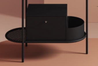 Ящик выдвижной с боковой секцией, Artceram, Flair 3.0, для металлической консоли, цвет черный матовый