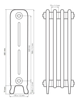 Дизайнерский чугунный радиатор Радимакс Leeds 600 (1 секция)