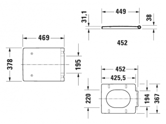 Сиденье для унитаза, Duravit, Vero Air, шгв 378*469*38, цвет-белый