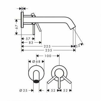 Смеситель для раковины, Hansgrohe, Tecturis S, цвет-черный матовый