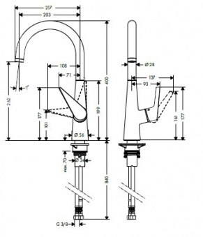 Смеситель для кухни, Hansgrohe, Talis M51, цвет-хром