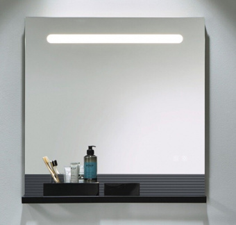Зеркало, Burg, Fiumo, прямоугольное, шгв 800*150*817, с подсветкой, с рейлингом для акессуаров, цвет-черный/Graphit Softmatt F3958
