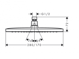 Верхний душ, Hansgrohe, Croma E, шгв 280*170*72, цвет-хром