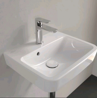 Раковина, Villeroy&Boch, O'Novo, шг 450*370, отверстия для смесителя-1, Clean Plus, AntiBac, цвет-альпийский белый (белый Alpin)