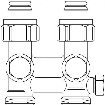 1015943, Запорно-присоединительный узел Oventrop Multiflex F ZBU, 3/4"НГ x 3/4"НР