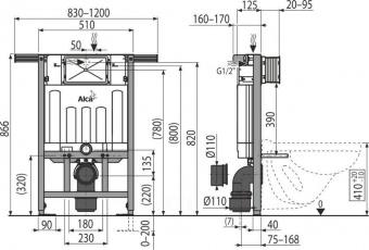 Alcaplast AM102 Jadroмodul Скрытая система инсAM102 Jadroмodul - Скрытая система инсталляции для сухой установки – при реконструкции ванных комнат в панельных домах высота монтажа 0,85 м